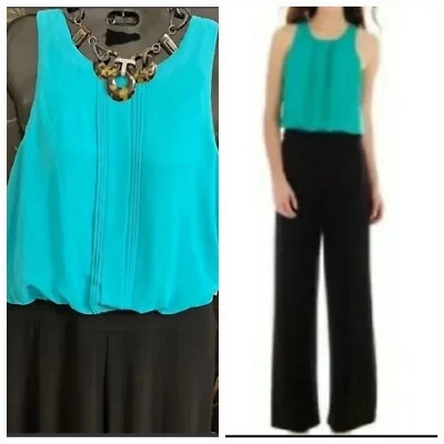 🛍 Macacão Bisou Bisou verde azul-petróleo turquesa multi preto sem mangas ~ 6 M3020 - Imagem 1 de 4