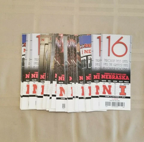 2016 NEBRASKA CORNHUSKER FOOTBALL TICKET STUBS Cover