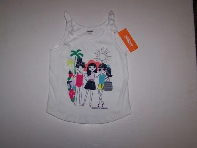 Gymboree Girls Tank Top White Great Day for the Beach Size XS (4) New with Tag - Image 1 of 3