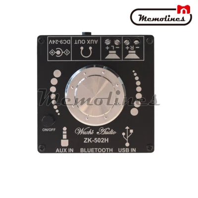 ZK-502H HIFI Bluetooth 5.0 TPA3116D2 Digital Power Amplifier Board 50WX2 Stereo - Image 1 of 4