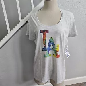 LA Dodgers Forty Seven Brand LA Logo Women's Top Sz XL Lt Gray NWT - Picture 1 of 7