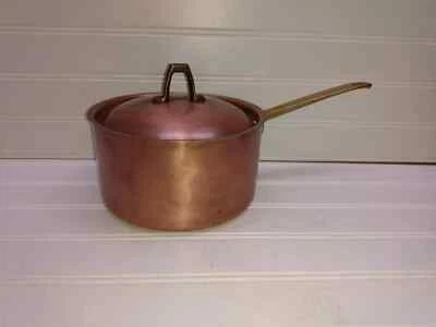 Revere Ware Paul 2 Qt Copper Brass Stainless Saucepan Frying Pot Saute Pan & Lid - Image 1 of 4