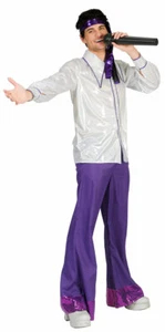 Schlager Disco Kostüm Schlagerhemd Herren 70er Jahre silber Karneval Fasching KK - Bild 1 von 9