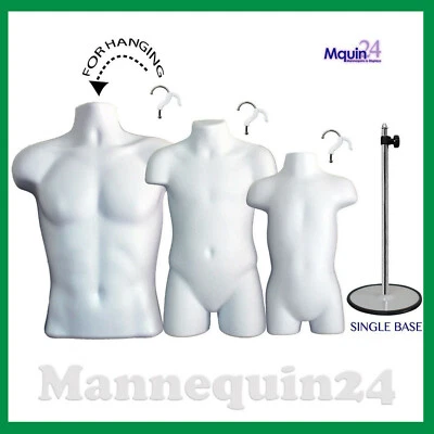 3 MANNEQUINS MALE CHILD TODDLER TORSO DRESS FORMS SET + 3 HANGERS +1 STAND - Image 1 of 4