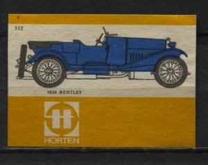 Bentley 1926 Automotive Vintage Dutch Matchbox Label - Picture 1 of 1
