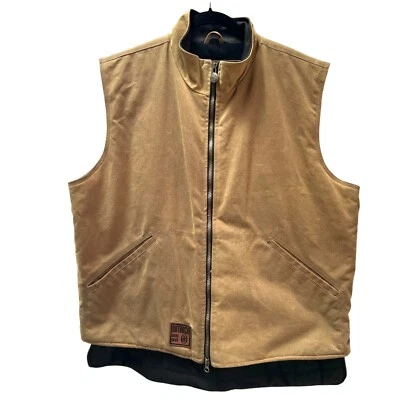 Outback Trading Company Mens XL Sawbuck Oilskin Vest Brown w Zipper Pockets USA - Image 1 of 4