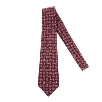 Corbata Kiton nueva sin etiquetas 100 % seda en borgoña profundo con mini cachemir rosa Foto 1 de 4