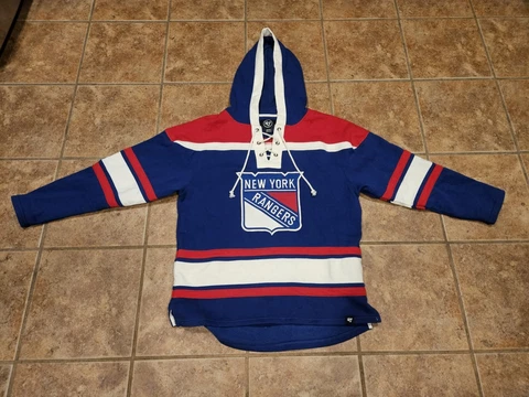 New York Rangers '47 Brand Blue Superior Lacer Pullover Hoodie Cover