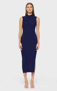 NWT $1,190 Herve Leger Sleeveless Ribbed Turtleneck Midi Dress XS - Picture 1 of 4