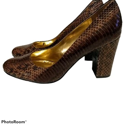 Zapatos de salón BCBGirls para mujer Calista marrón pitón serpiente talla 8,5 Foto 1 de 4