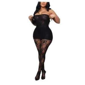 Sexy 2 Piece Outfits for Women Clubwear Lace Tube Mini Dress Top Medium Black - Picture 1 of 7