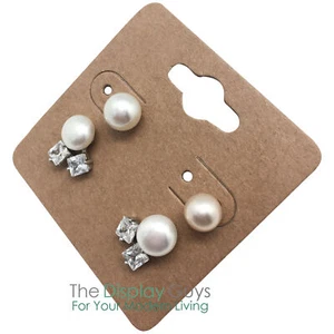 100pc 2x2" Inch Kraft Paper Earrings Display Hanging Cards for Accessory Jewelry - Picture 1 of 4