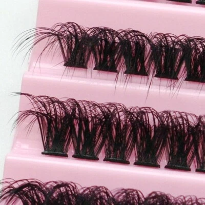 VIVIS Cluster Lashes Eyelashes Individual Wispy Thick D Curl Cat Eye Fluffy False 60p