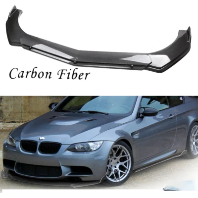 For BMW E90 E92 E93 325i Front Bumper Lip Spoiler Splitter Carbon Fiber Look Foto 1 de 4