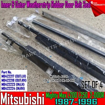 Cinturón de puerta interior exterior para Mitsubishi Mighty Max L200 L250 1987-1996 Foto 1 de 4