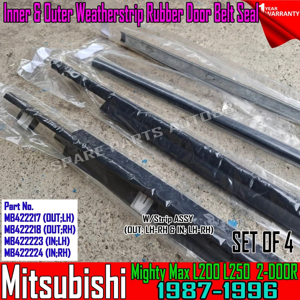 Cinturón de puerta interior exterior para Mitsubishi Mighty Max L200 L250 1987-1996 Foto 1 de 4