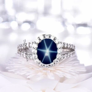 Antique Lindy Blue Star Ring, Women Blue Star Ring, 925 Sterling Silver Ring - Picture 1 of 3