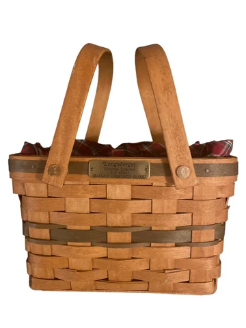 1992 Longaberger Season's Greetings Basket Plaid Plastic Removable Insert Cover