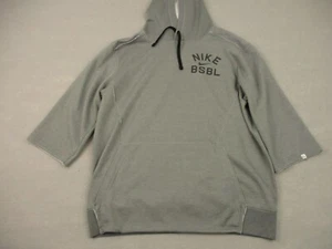 Nike BSBL Hoodie Men Small Gray Solid Swoosh Logo Dri Fit Short Sleeve Baseball - Picture 1 of 14