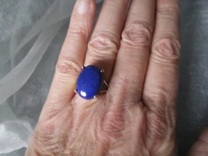 Lapis Lazuli oval ring, 13 carats, size N/O, in 4.24 grams 925 Sterling Silver - Picture 1 of 11