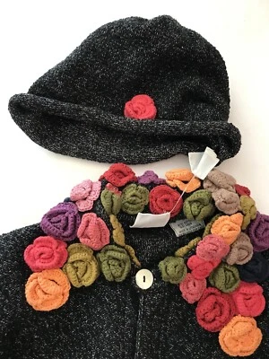 Suéter Boutique Lele Niñas Talla 7/8 Crochet Flores Floral Cuello Sombrero Foto 1 de 4