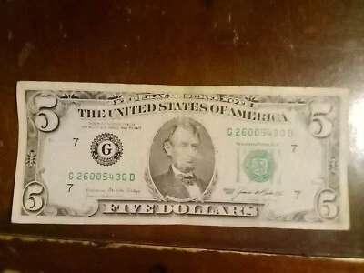 1985 $5 Bill Serial Number Makes 23456 & 000 Print In Chicago Illinois  - Image 1 of 4