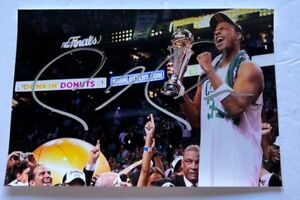Paul Pierce Signed 8x10 Photo "Holding Trophy" Boston Celtics