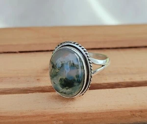 Moosachat Designer Ring 925 Sterling Silber Handarbeit Schmuck alle Größen Ring - Bild 1 von 5