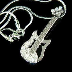 Musica Chitarra Elettrica IN Swarovski Cristallo Rock Collana Natale Nuovo - Foto 1 di 1