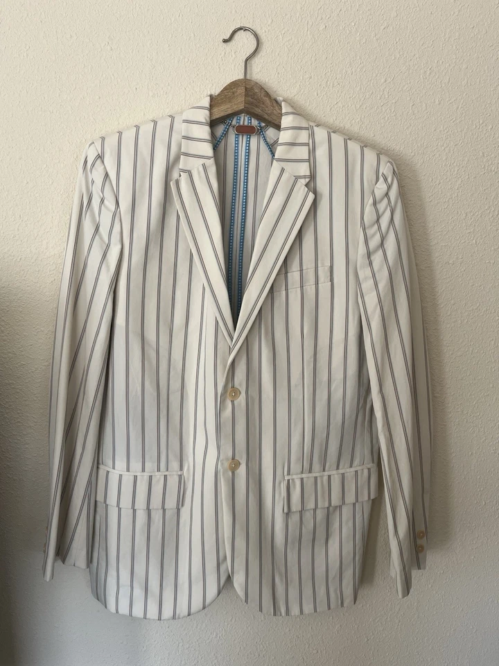 Blazer Original Penguin by Munsingwear Talla XL Crema Marrón Y Azul Rayas Foto 1 de 4