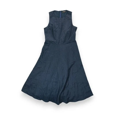 Vestido para mujer LORO PIANA de lino con flores sin mangas azul marino EU 44 / US 10 precio de venta sugerido por el fabricante $2,200 Foto 1 de 4