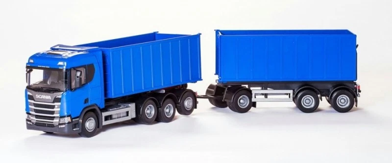 EMEK, SCANIA R500 camion container blu 8x4 con rimorchio container 1+2 assi, ... - Immagine 1 di 1