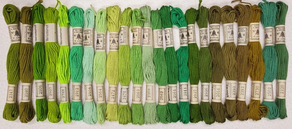 23 DMC Retors #4 Embroidery Floss Lot of 23 Different Colors GREENS - Image 1 of 4