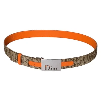 Christian Dior women's 90 cm 36 inch reversible trotter and orange leather belt - Image 1 of 4