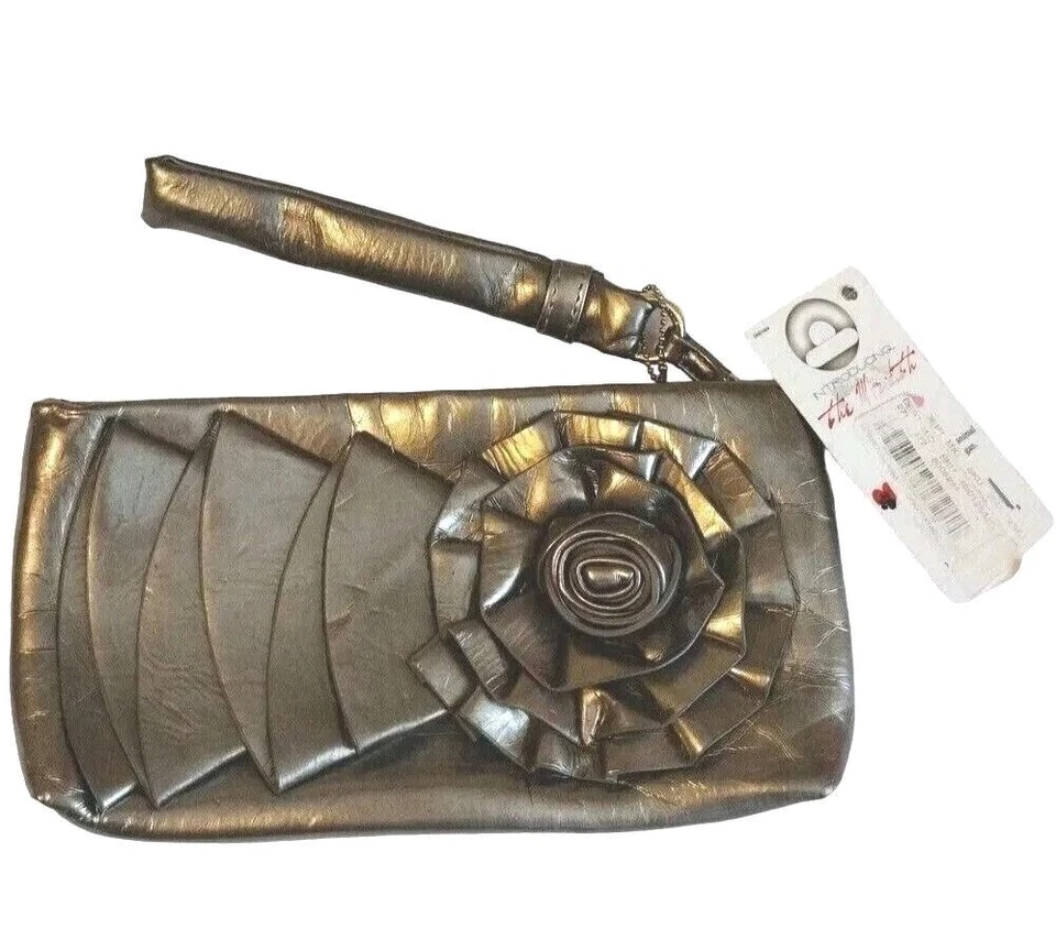 Big Budda Mujer Cartera Muñequera Dorado Floral De Colección NUEVO con Etiquetas 5x10 Foto 1 de 4