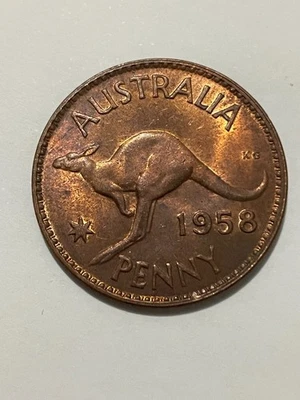 👀AUSTRALIAN 1958 PENNY COIN HIGH GRADE GEM UNC SCARCE THUS 👀 - Image 1 of 2