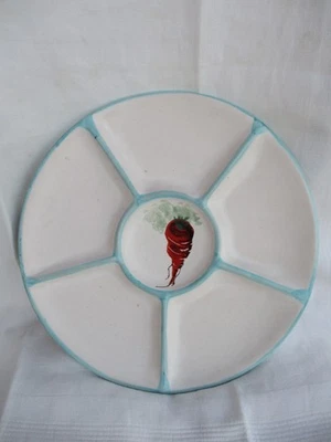 ANCIEN PLAT A HORS D'OEUVRE - SIGNé VALLAURIS - DIAMETRE : 28 CM. - Photo 1/4