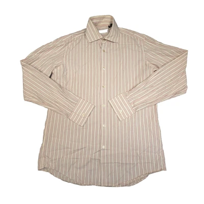 Hugo Boss Shirt Mens MEDIUM Pink striped Long Sleeve Button Up collared Size M - Image 1 of 4