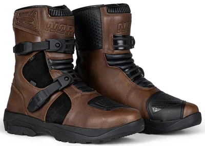Botas de moto de cuero marrón Noru Hakken para hombre Foto 1 de 4