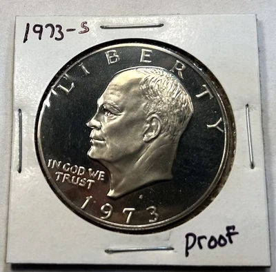 1973 -S Eisenhower Dollar Proof 40% Silver, 1973-D, 1973-P. Lot of 3 - Image 1 of 4