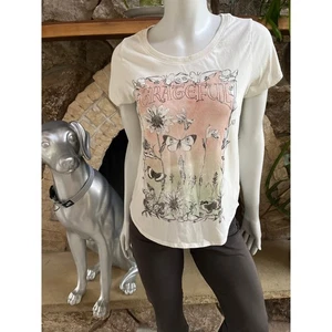 Lucky Brand Grateful Soft Short Sleeve Cream Shirt Women's Size Small - Picture 1 of 6