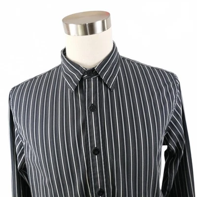 Camisa de vestir grande a rayas gris oscuro abotonada algodón LS contorno con hebilla BKE para hombre Foto 1 de 4