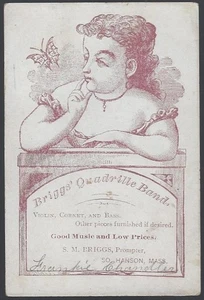 Briggs' Quadrille Band Violin Cornet Bass So Hanson Massachusetts Victorian Card - Picture 1 of 2
