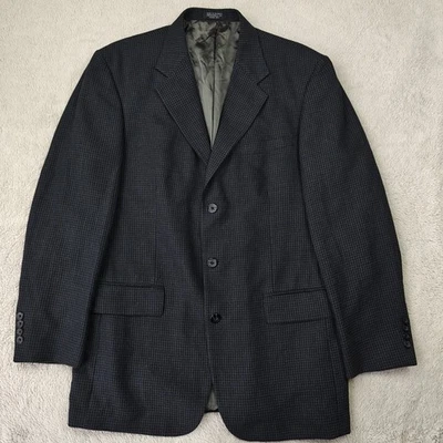 Oscar de la Renta Blazer Men's 42L Dark Grey Woven 3 Button Suit Jacket - Image 1 of 4