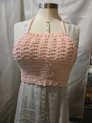 Nueva camiseta sin mangas halter de ganchillo hecha a mano ganchillo correas ajustables Foto 1 de 4