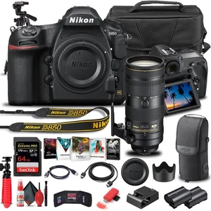Nikon D850 DSLR Camera Body Only 1585 W/ Nikon 70-200mm VR Lens  - Basic Bundle - Picture 1 of 10