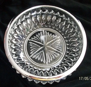 Art Deco. Glass. Fruit Dish. .Salad Bowl.Chromium Rim - Picture 1 of 8