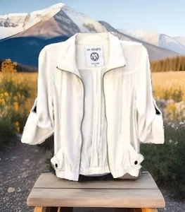 L.A. Hearts Woman’s Small Ivory Safari Jacket Tab Sleeves Front Zip & Pockets - Picture 1 of 16