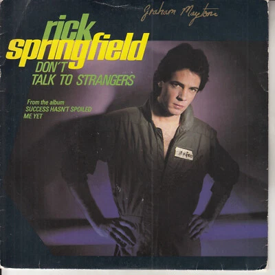 RICK SPRINGFIELD  Don't talk to strangers PICTURE SLEEVE 7" 45 rpm record NEW - Image 1 of 4