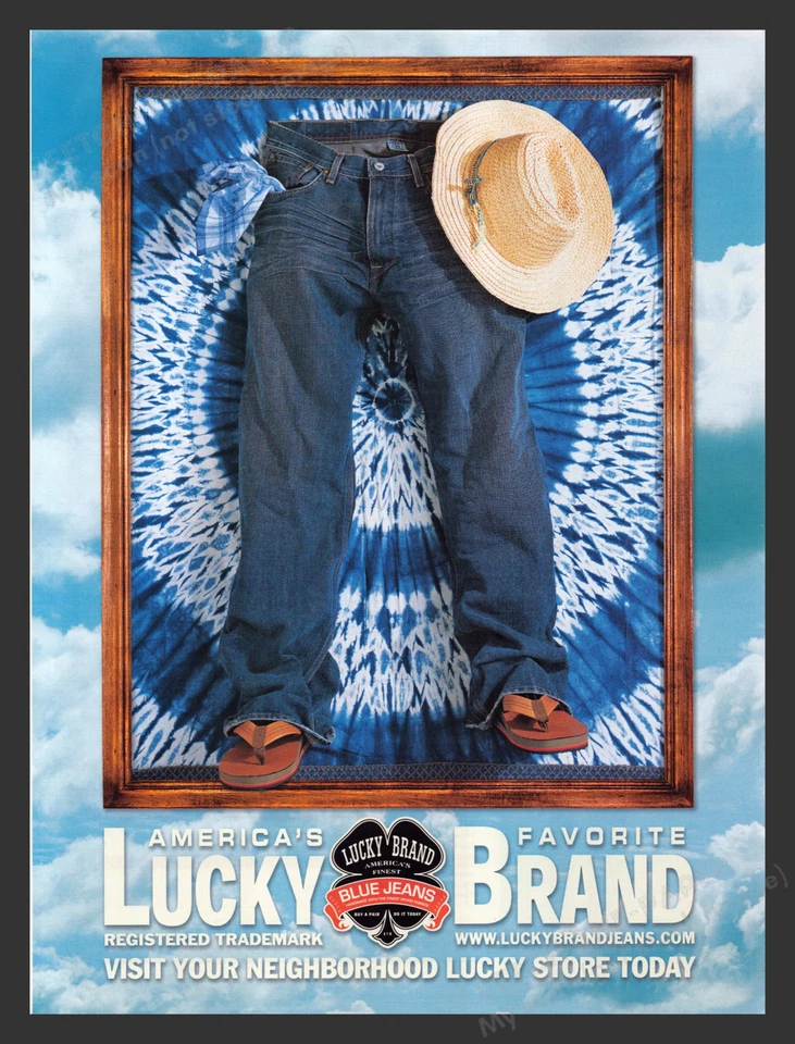 Lucky Brand Jeans Hat Flip Flops 2000s Print Advertisement Ad 2002 - Image 1 of 1